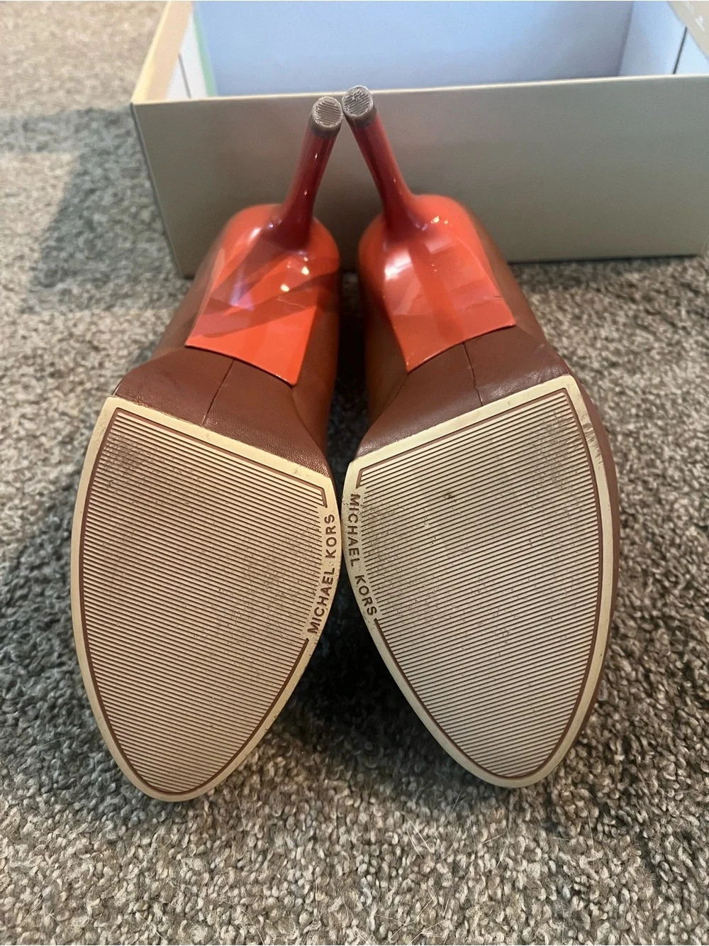 Michael Kors Brown Leather Platform Pumps | Size 10